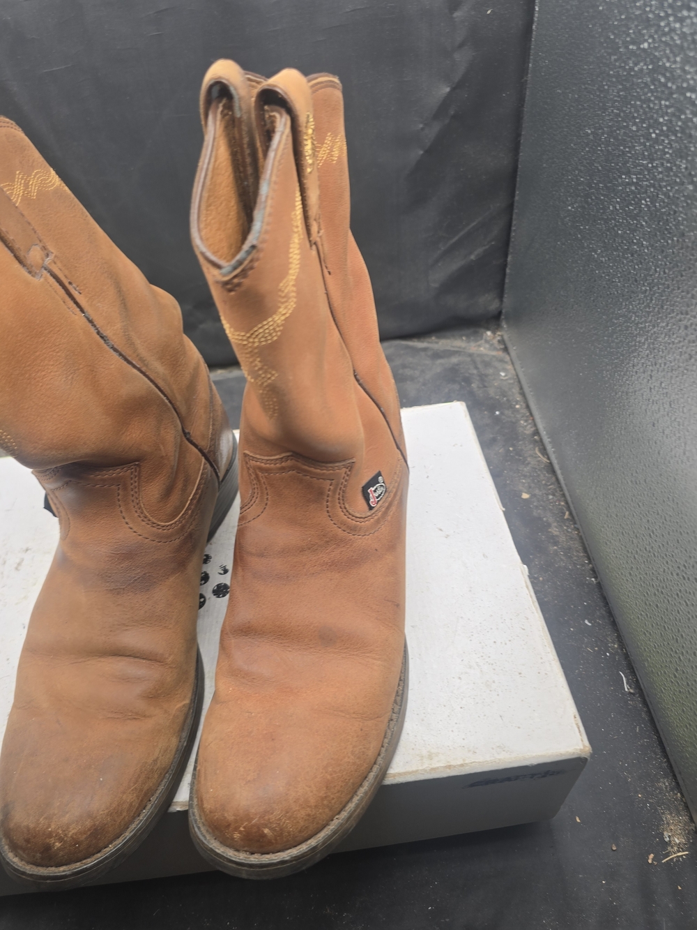 Justin Boots Tan Leather Pull-On Western Work Boots